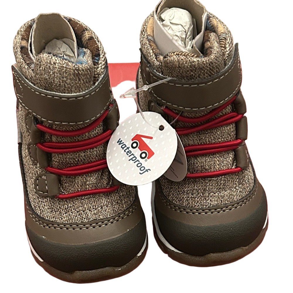 See Kai Run Brown and Red waterproof &insulated winter boots for little kids 4